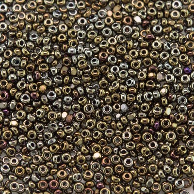 Preciosa Czech glass CHARLOTTE seed bead, size 15/0 Bronze Iris coated Metallic