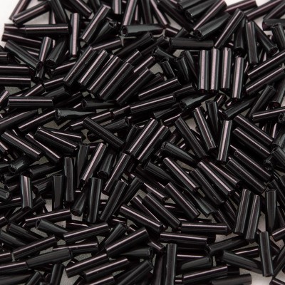 Preciosa Czech glass, mini bugle size 4x1mm Jet bugle bead.