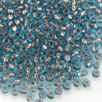 Preciosa Czech glass seed bead 11/0 Aquamarine glass Copper Lined