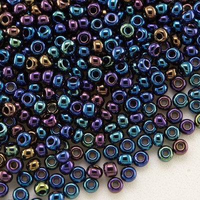 Preciosa Czech glass seed bead 11/0 Blue Iris Metallic coated