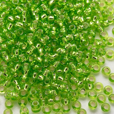 Preciosa Czech glass seed bead 11/0 Bright Lime Green Silver Lined