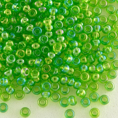 Preciosa Czech glass seed bead 11/0 Bright Lime transparent rainbow