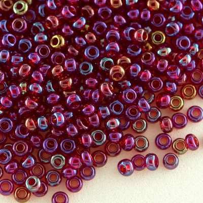 Preciosa Czech glass seed bead 11/0 Carmine Red rainbow
