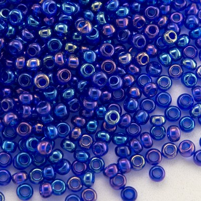 Preciosa Czech glass seed bead 11/0 Cobalt transparent rainbow