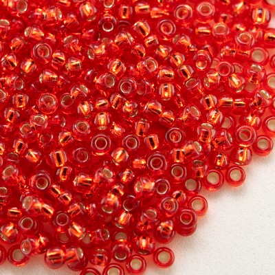 Preciosa Czech glass seed bead 11/0 Coral/Hyacinth silver lined