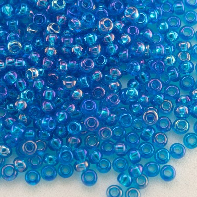 Preciosa Czech glass seed bead 11/0 Dark Aquamarine transparent rainbow