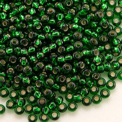 Preciosa Czech glass seed bead 11/0 Emerald silver lined