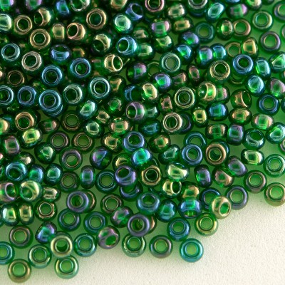 Preciosa Czech glass seed bead 11/0 Dark Green Transparent Rainbow