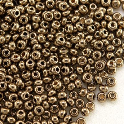 Preciosa Czech glass seed bead 11/0 Golden Bronze metallic coated