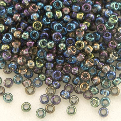 Preciosa Czech glass seed bead 11/0 Grey transparent rainbow