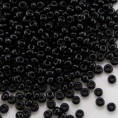Preciosa Czech glass seed bead 11/0 Jet Black glass, glass