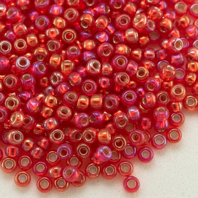 Preciosa Czech glass seed bead 11/0 Light Red silver lined & rainbow