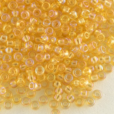 Preciosa Czech glass seed bead 11/0 Light topaz transparent rainbow