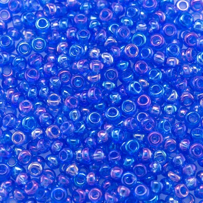 Preciosa Czech glass seed bead 11/0 Medium blue transparent rainbow
