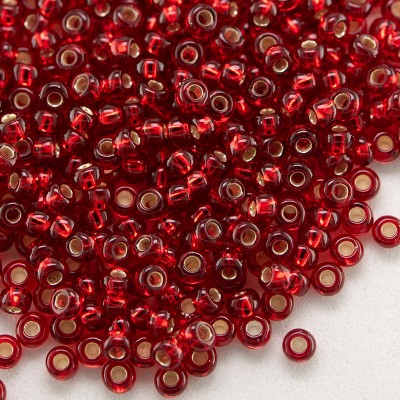Preciosa Czech glass seed bead 11/0 Medium Red silver lined