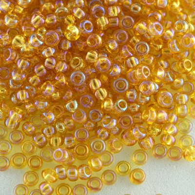Preciosa Czech glass seed bead 11/0 Medium Topaz transparent rainbow