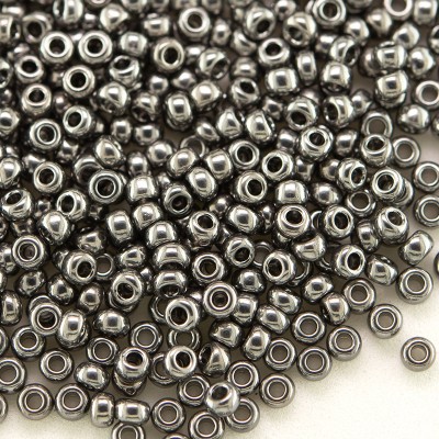 Preciosa Czech glass seed bead 11/0 Metallic Dark Silver