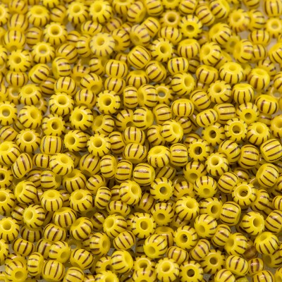 Preciosa Czech glass seed bead 11/0 Opaque yellow with black pinstripe