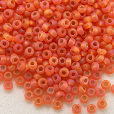 Preciosa Czech glass seed bead 11/0 Orange glass, Silver lined matt and rainbow