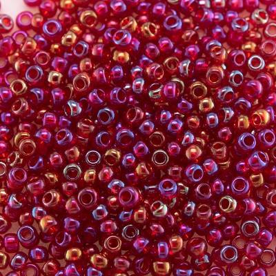 Preciosa Czech glass seed bead 11/0 Raspberry Red rainbow
