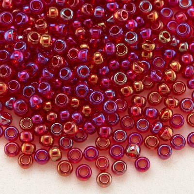 Preciosa Czech glass seed bead 11/0 Raspberry Red rainbow