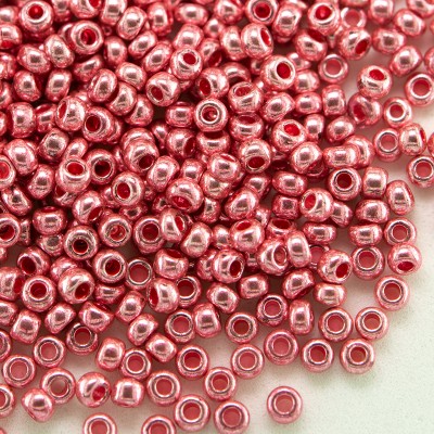 Preciosa Czech glass seed bead 11/0 Salmon Rose Metallic Terra coated