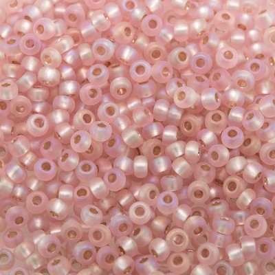 Preciosa Czech glass seed bead 11/0 Soft Pink, Silver lined matt and rainbow