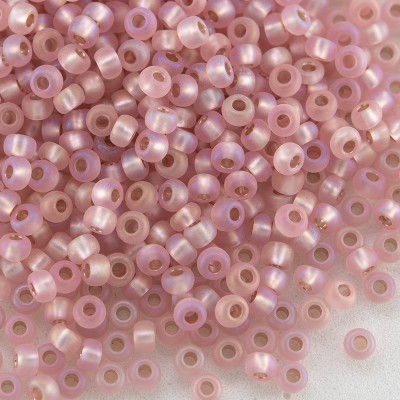 Preciosa Czech glass seed bead 11/0 Soft Pink, Silver lined matt and rainbow