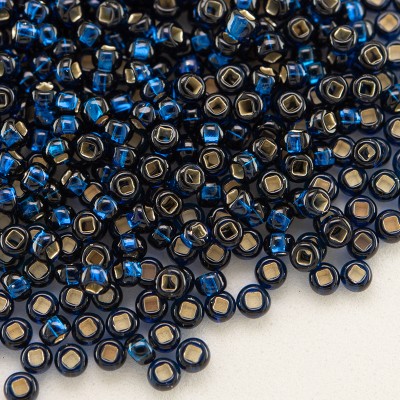 Preciosa Czech glass seed bead 11/0 Steel Blue silver Lined with square hole