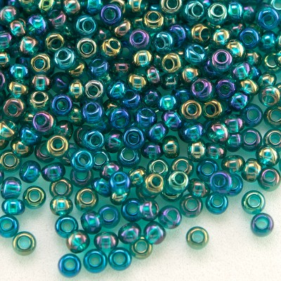 Preciosa Czech glass seed bead 11/0 Teal transparent rainbow
