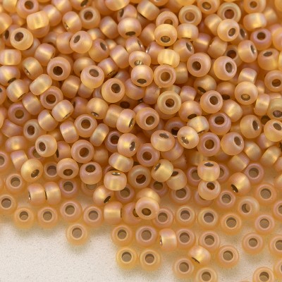 Preciosa Czech glass seed bead 11/0 Topaz glass, Silver lined matt and rainbow