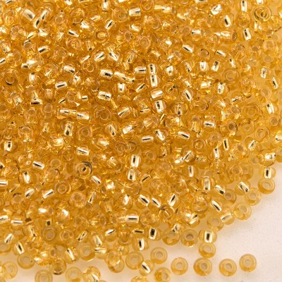 Preciosa Czech glass seed bead 13/0 Light Topaz silver lined