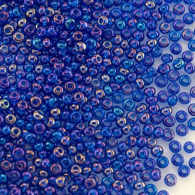 Preciosa Czech glass seed bead 13/0 Steel Blue Rainbow