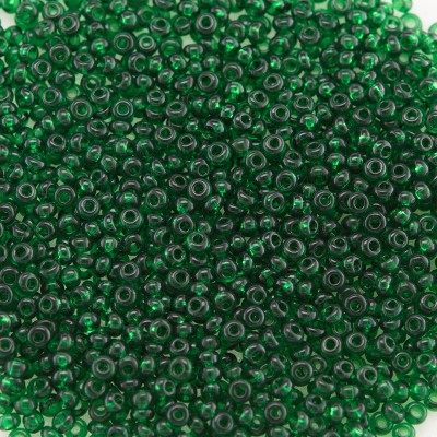 Preciosa Czech glass seed bead 15/0 Dark Green Transparent glass