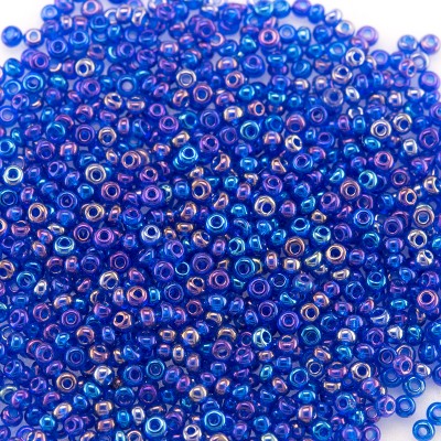 Preciosa Czech glass seed bead 15/0 Electric Blue Transparent Rainbow