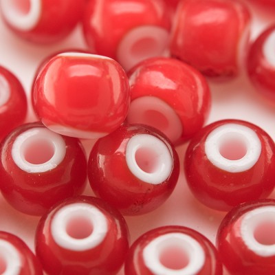 Preciosa Czech glass seed bead 32/0 Red Transparent glass with a white core