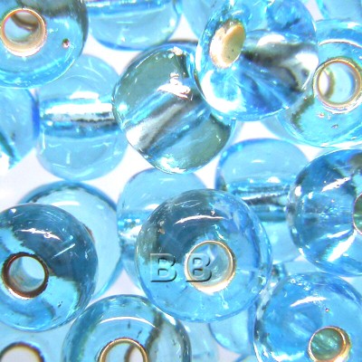 Preciosa Czech glass seed bead 5/0 Aquamarine silver Lined