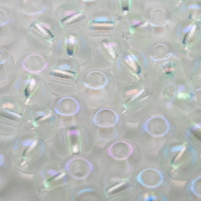Preciosa Czech glass seed bead 5/0 Clear Iris Rainbow coated
