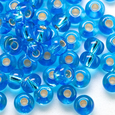 Preciosa Czech glass seed bead 5/0 Dark Aquamarine silver Lined