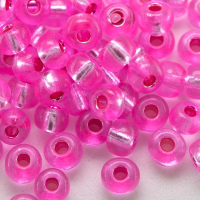 Preciosa Czech glass seed bead 5/0 Rose Pink, silver lined