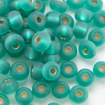 Preciosa Czech glass seed bead 5/0 Teal glass, matt silver lined.