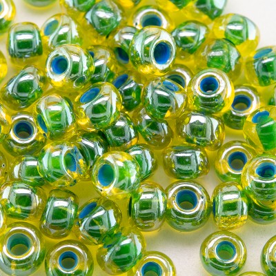 Preciosa Czech glass seed bead 5/0 yellow glass with blue lining