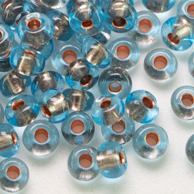 Preciosa Czech glass seed bead 5/0 Aquamarine glass Copper Lined