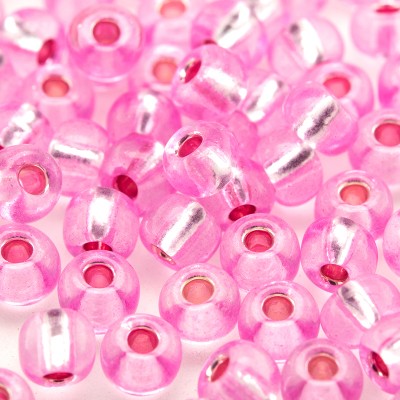 Preciosa Czech glass seed bead 5/0 Blossom Pink coated, silver lined