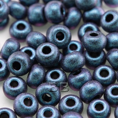 Preciosa Czech glass seed bead 5/0 Blu-Berry iridescent metallic blue with a pink/violet shimmer