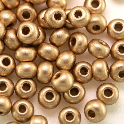 Preciosa Czech glass seed bead 5/0 Brushed Gold metallic coated