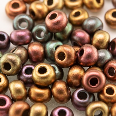 Preciosa Czech glass seed bead 5/0 Brushed Mixed Copper metallic coated