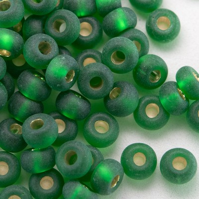 Preciosa Czech glass seed bead 5/0 Dark Green glass, matt silver lined