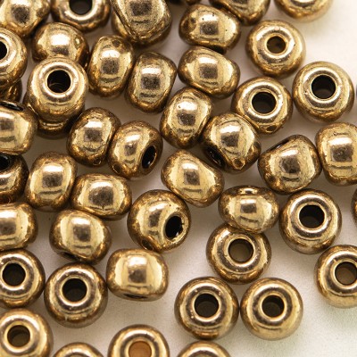 Preciosa Czech glass seed bead 5/0 Golden Bronze Metallic coated