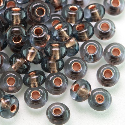 Preciosa Czech glass seed bead 5/0 Grey glass Copper Lined
